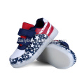 Kids rechargeable flag pattern led shoes led light party shoes